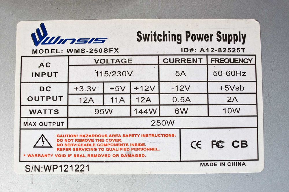Блок живлення блок питания для ПК WMS 250 SFX