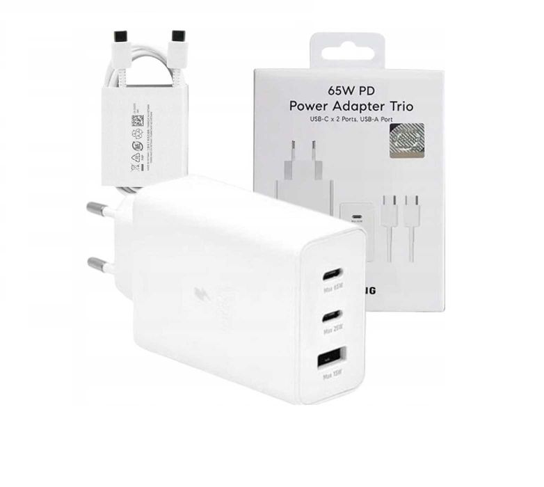 Ładowarka sieciowa GaN 65W Trio Szybkie Ładowanie 3w1 zamiennik