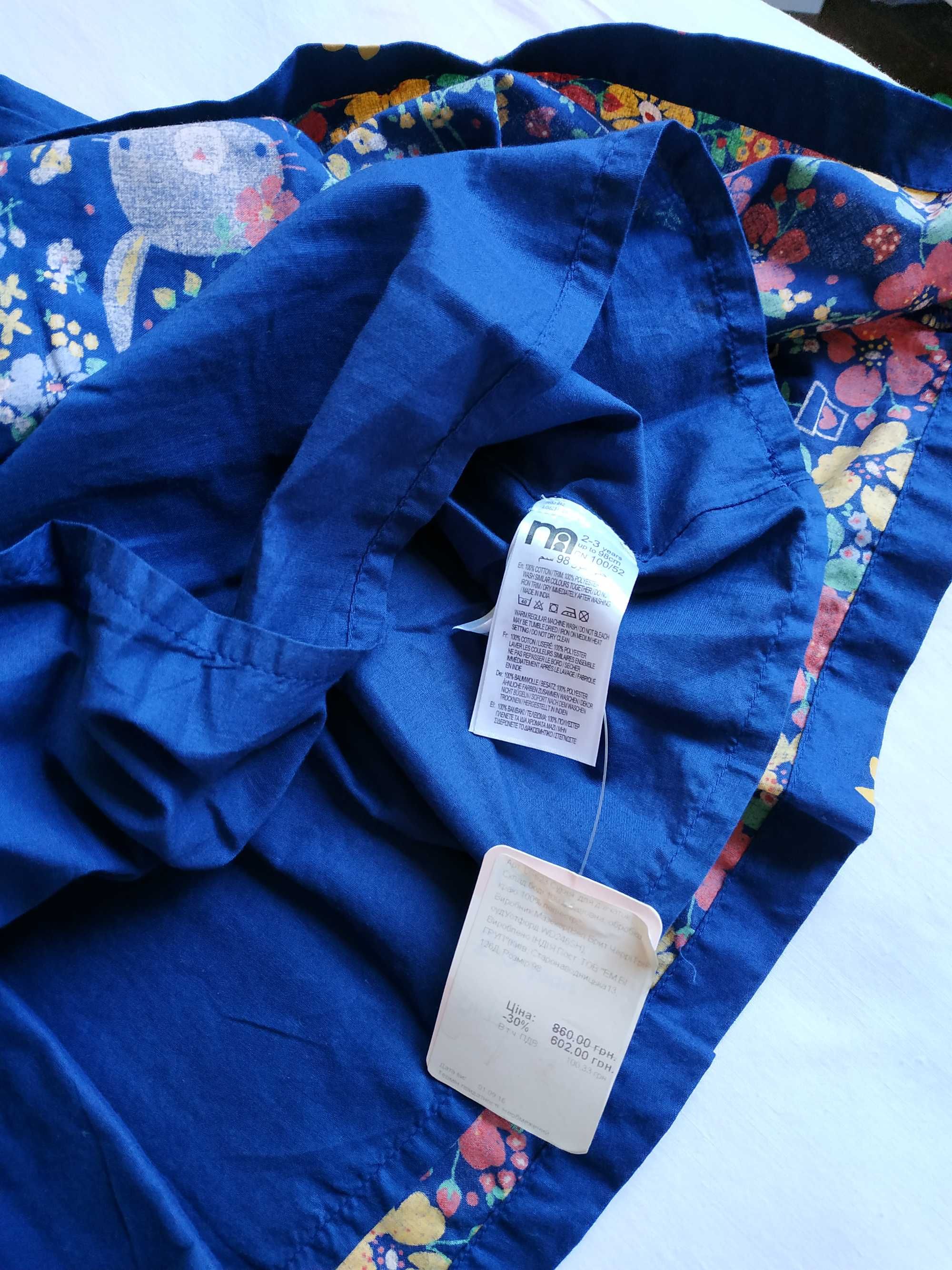 Хлопковое летнее новое платье 98 Mothercare 104 сукна літня 116