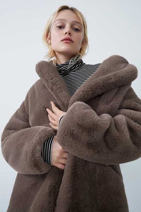 Шикарная шуба Zara эко мех мутон  премиум! оверсайз оригинал