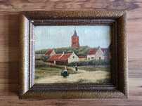 Stary obraz ręcznie malowany 21x18