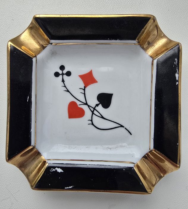 Ćmielów porcelanowa popielniczka The Cards antyk
