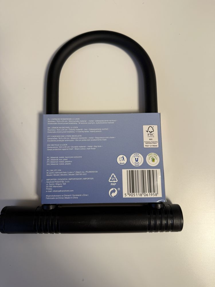 Zapięcie rowerowe U-lock Seven For Seven – nowe, stal hartowana