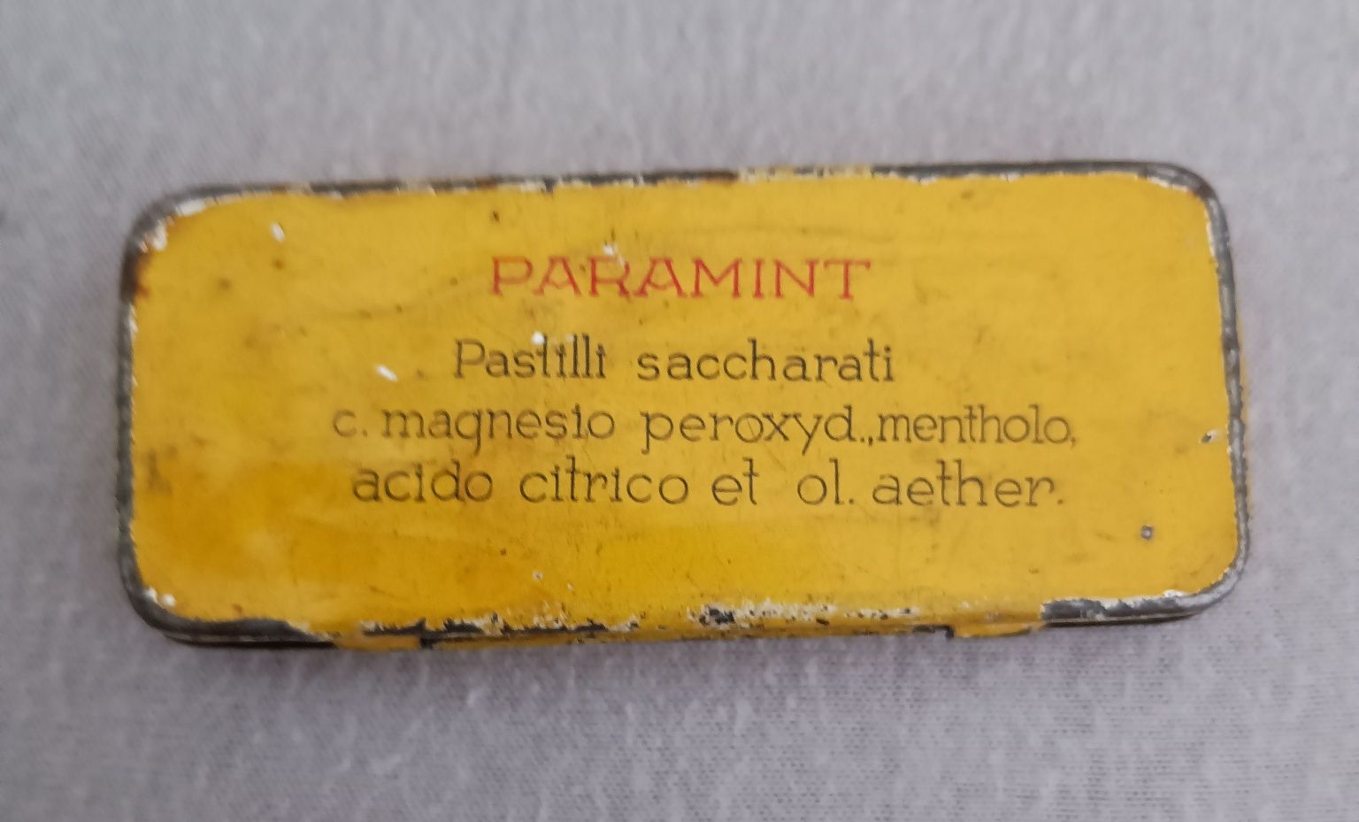 Paramint R. Barcikowski S.A. Poznań, przedwojenne opakowanie, metalowe