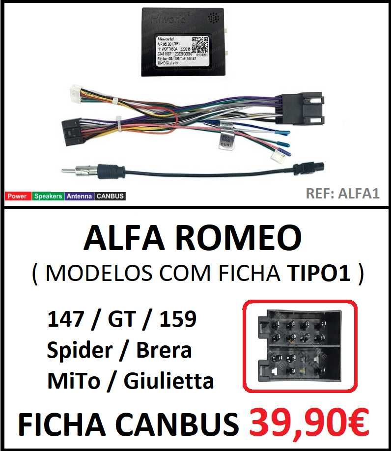 (NOVO) Interface / Ficha • ALFA ROMEO / FIAT • Módulo ISO Android CAN