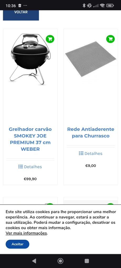 Grelhador carvão SMOKEY JOE PREMIUM 37cm WEBER