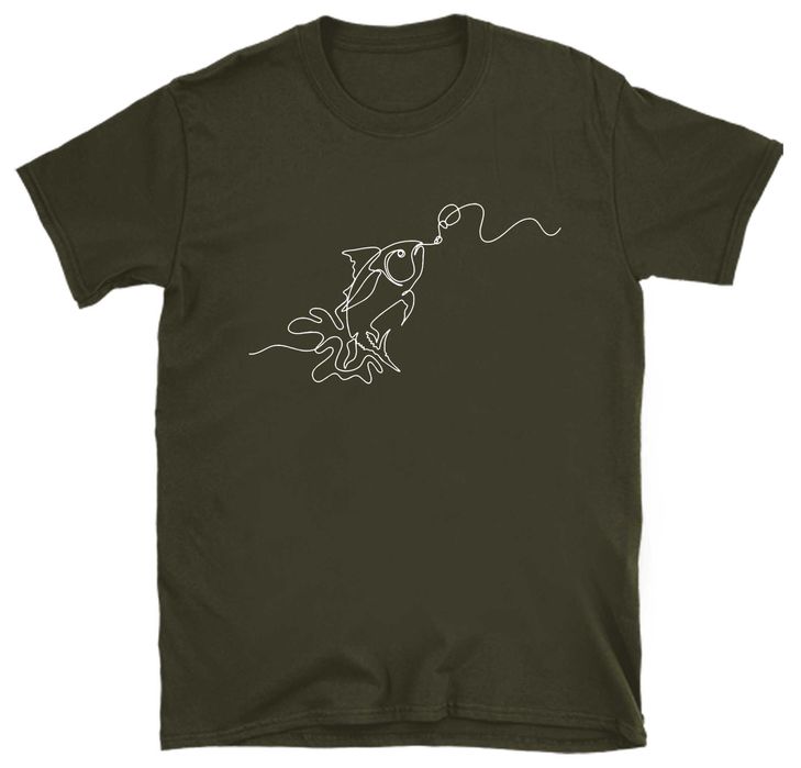 koszulka wędkarska, koszulka na ryby, koszulka wędkarz kolor militarny