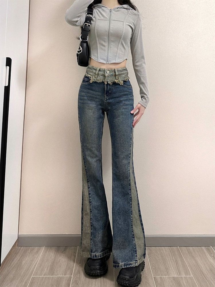 джинсы  кльош в ретро серо зельоние стиле у2к