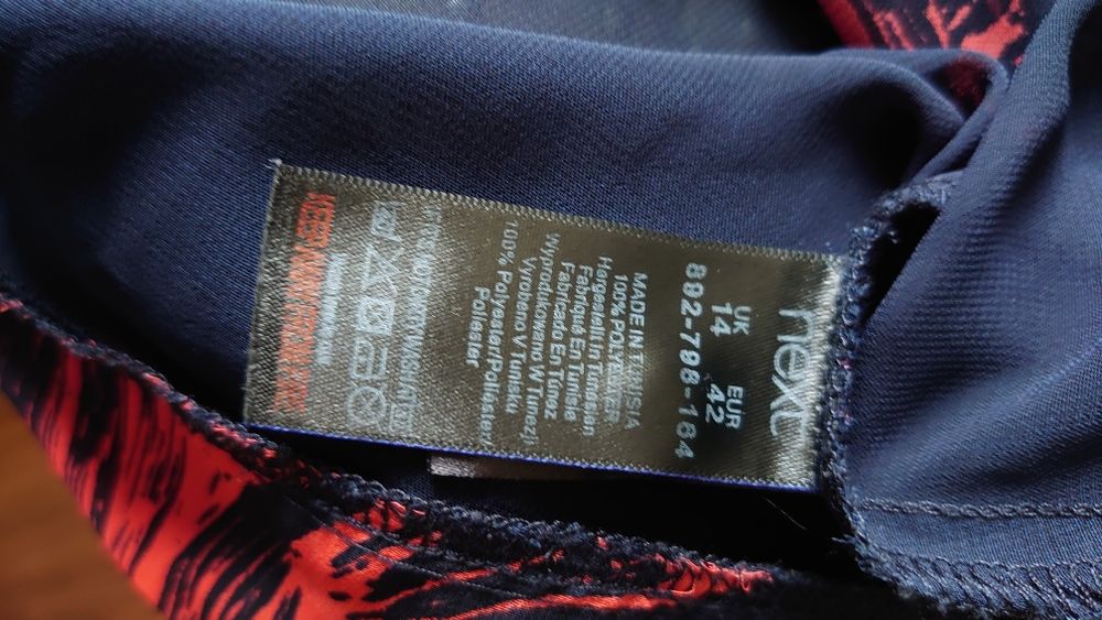 Next damska bluzka XL wzorzysta 42 granatowa w kwiaty długi rękaw prze