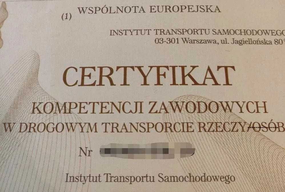 Użyczę Certyfikatu Kompetencji Zawodowych CPC