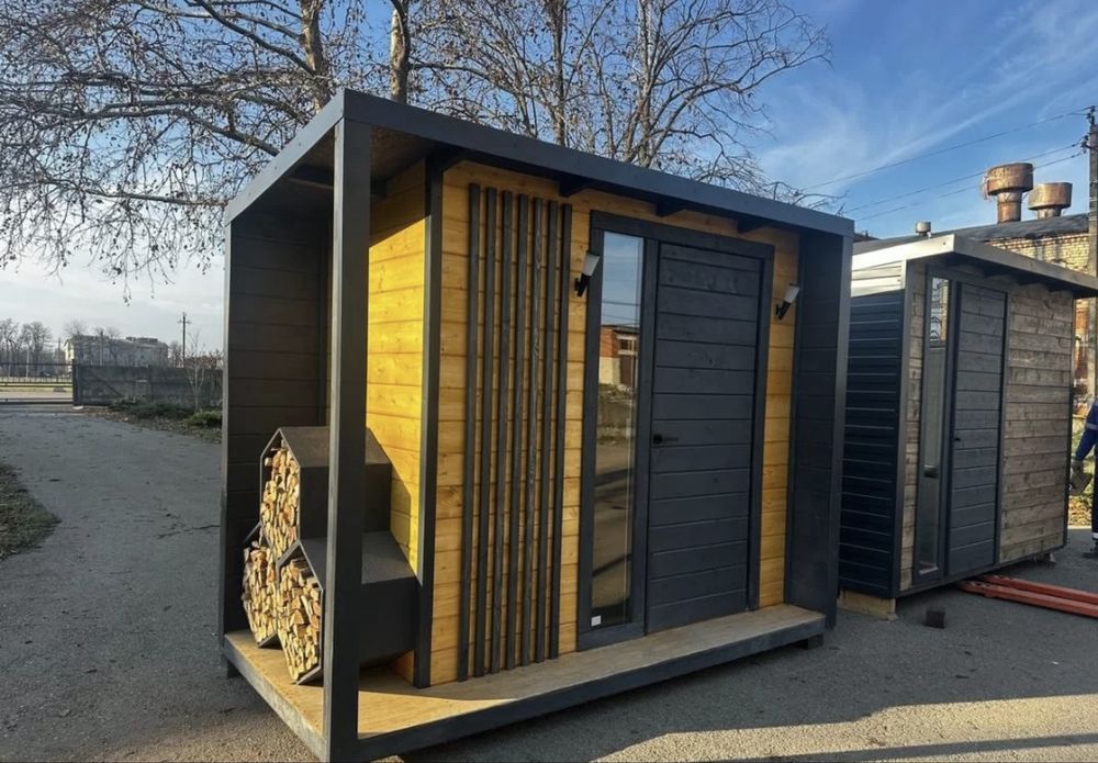 Сарай хоз блок з дровником у стилі лофт