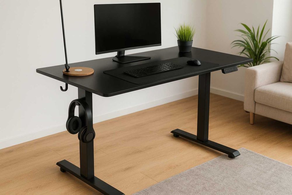 Nowe Biurko Elektryczne Regulowane Czarne 120x60 Podnoszone - Wysyłka