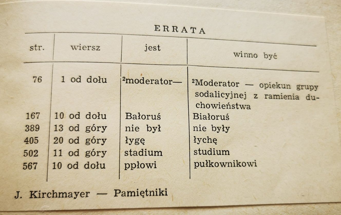 Pamiętniki, Jerzy Kirchmayer 1962 + przemówienie

z 1938 roku