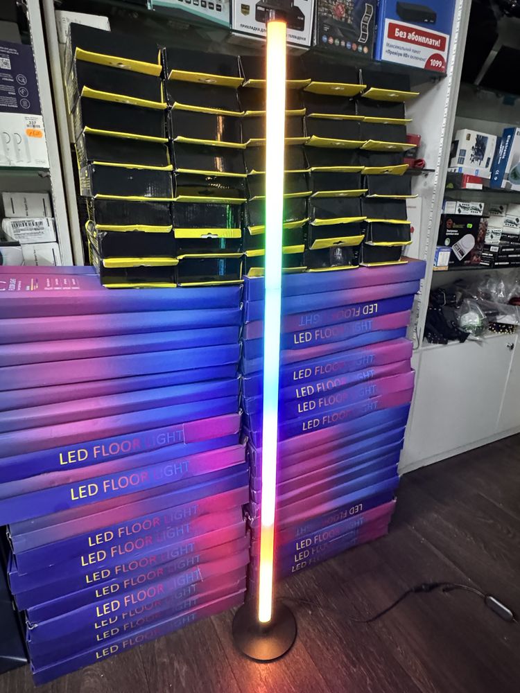 Лампа підлогова кутова торшерна smart rgb кольорова з пультом 120 см