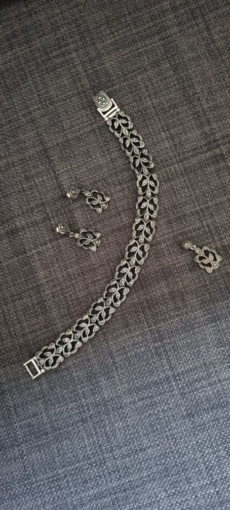 Komplet biżuterii srebrnej retro W.Kruk