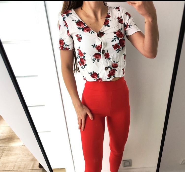 Top Crop H&M kwiaty róże