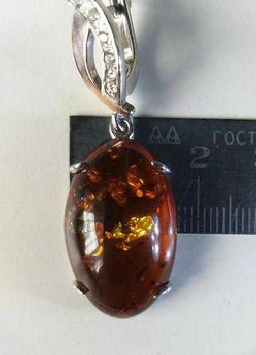 Сережки серебряные свитозар с янтарем