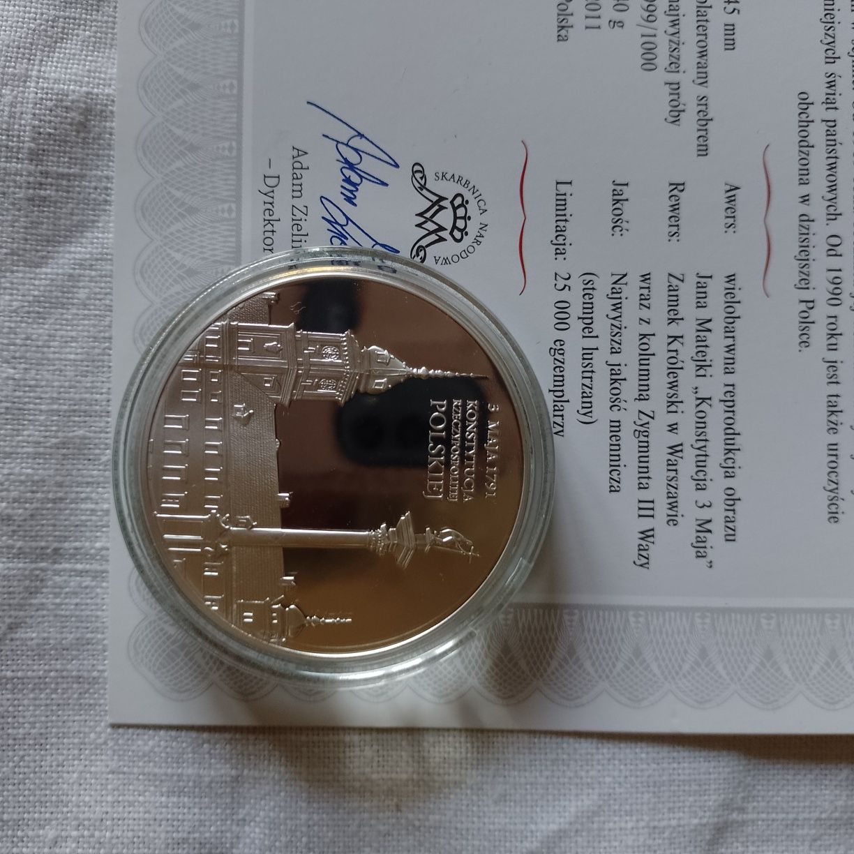Medal - moneta Konstytucja 3 Maja certyfikat autentyczności