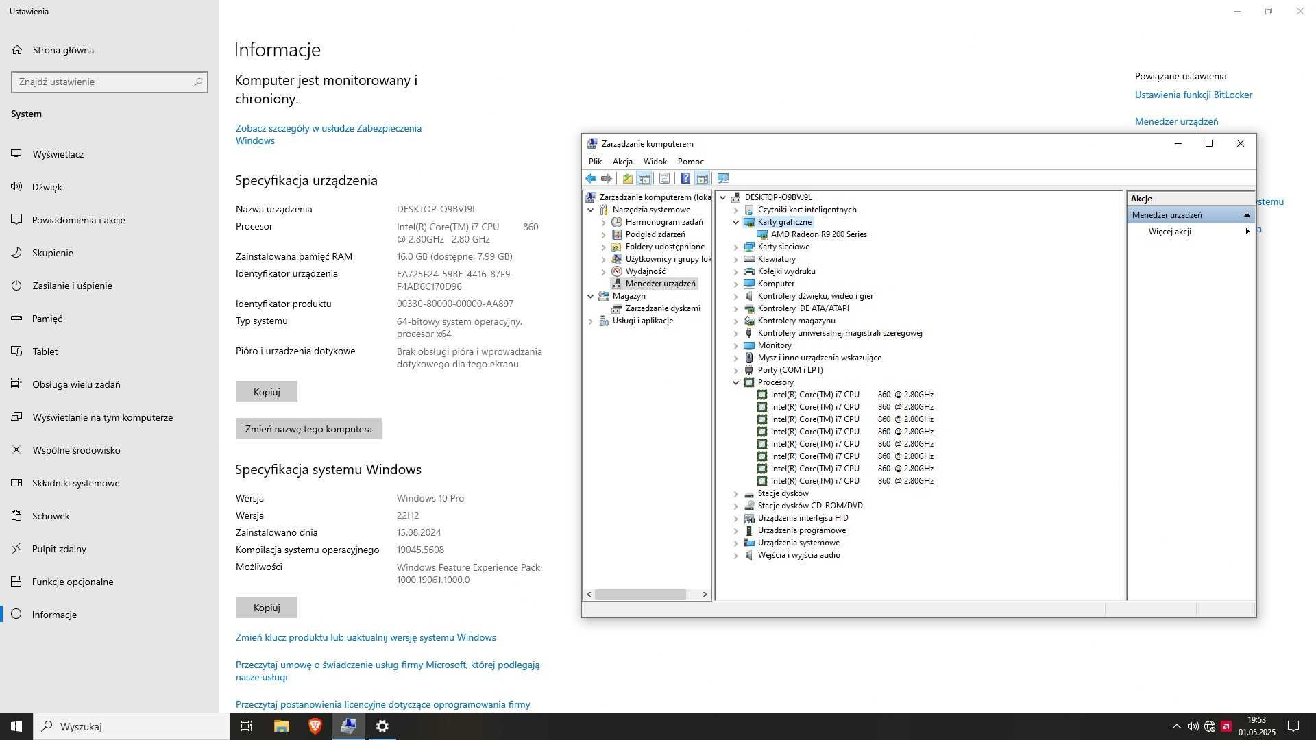 Komputer I7-860 / 16GB RAM / 256GB SSD / 2x R9 270X 2GB