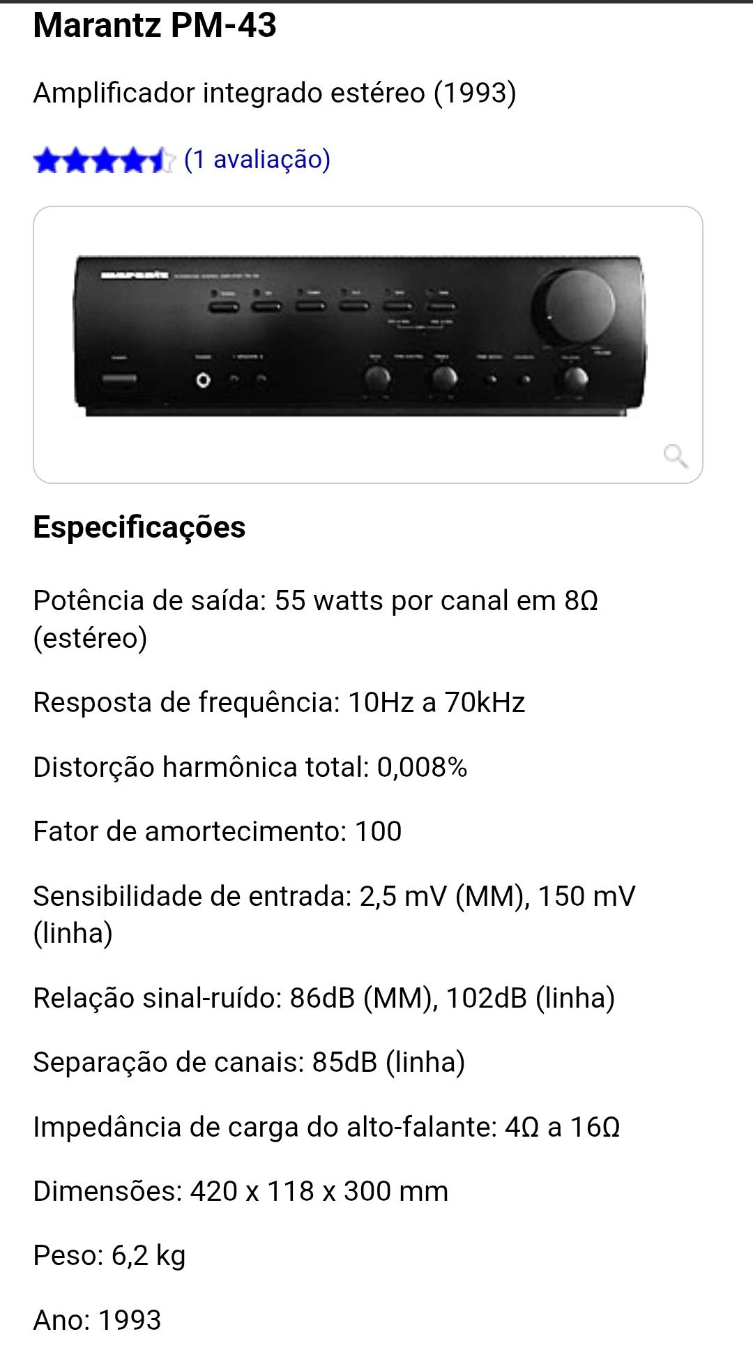 Amplificador Marantz PM 43