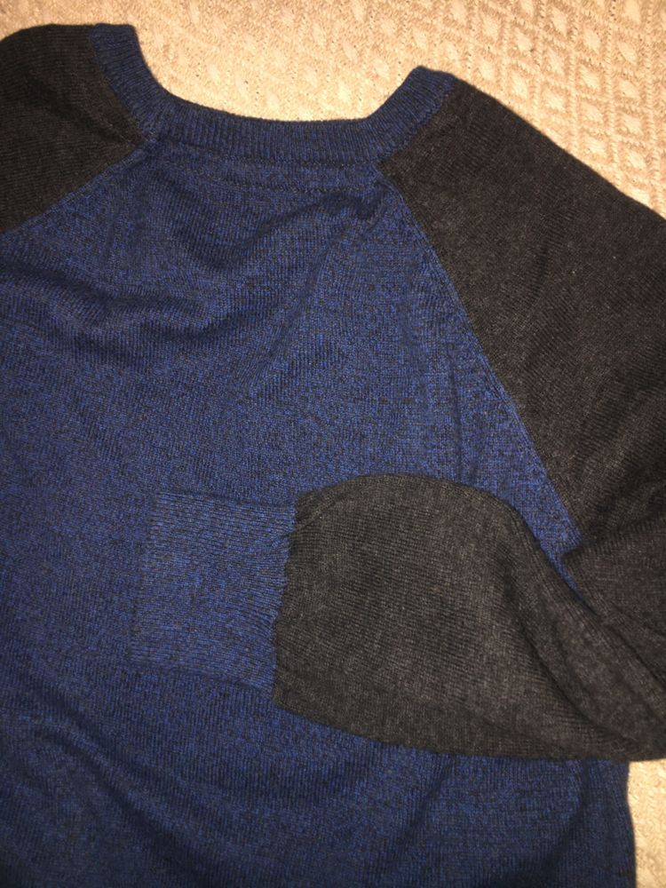 Sweterek FF 7-8 bluza 122-128 niebieska melanz