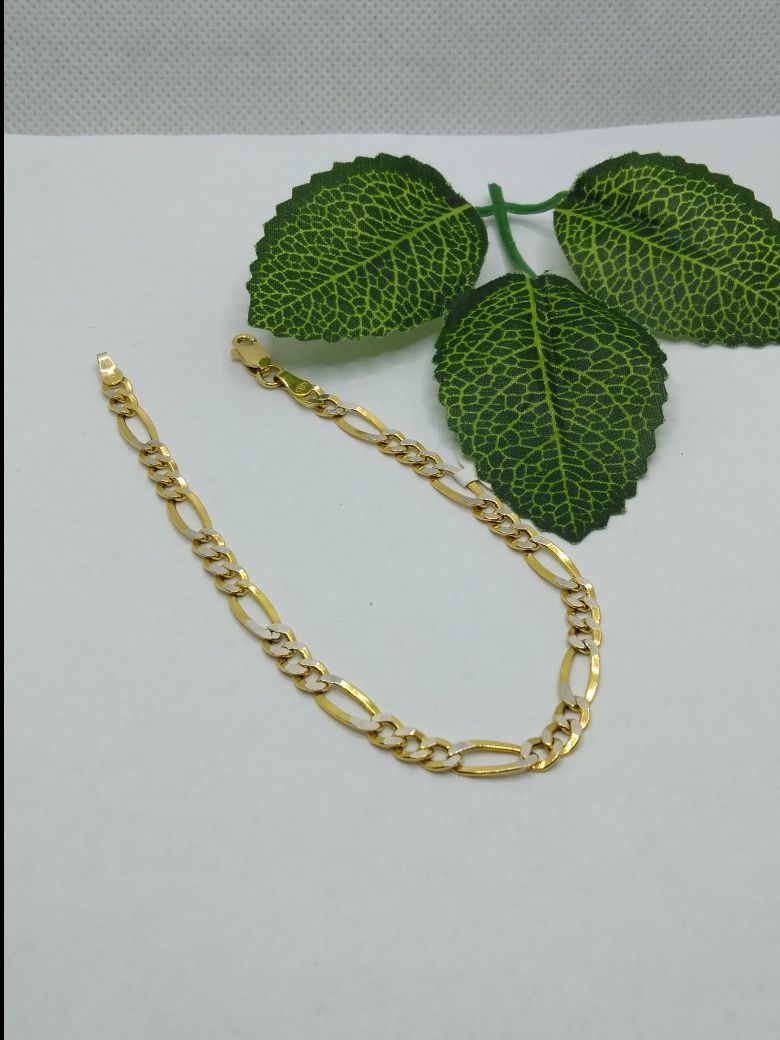 Złota bransoletka Figaro, złoto 585 długość 19 cm