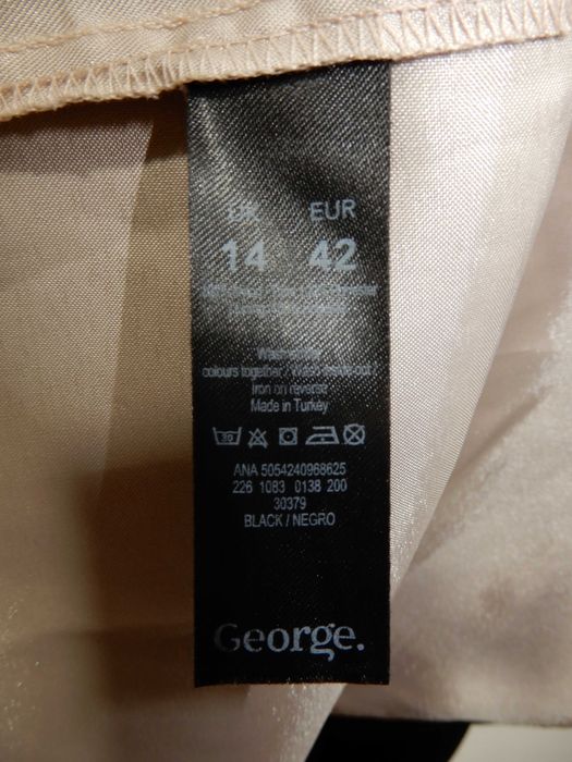 Sukienka midi ołówkowa wizytowa biurowa czarna kwiaty George 42 XL
