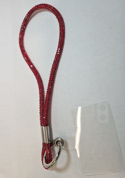 Smycz brelok do telefonu cyrkonie czerwień