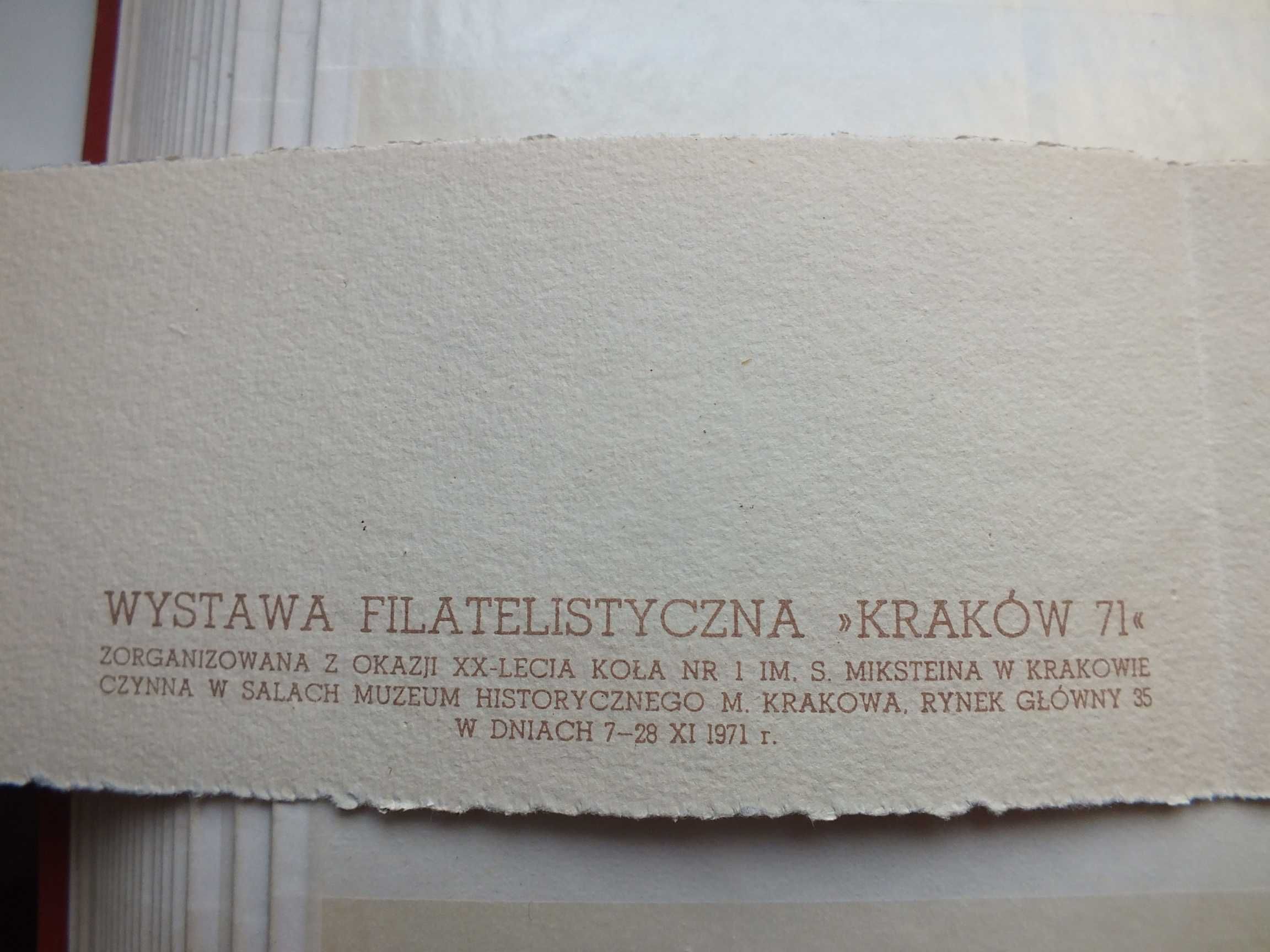 znaczki karnet Wystawa Filatelistyczna KRAKÓW 1971r.,Polska stempel