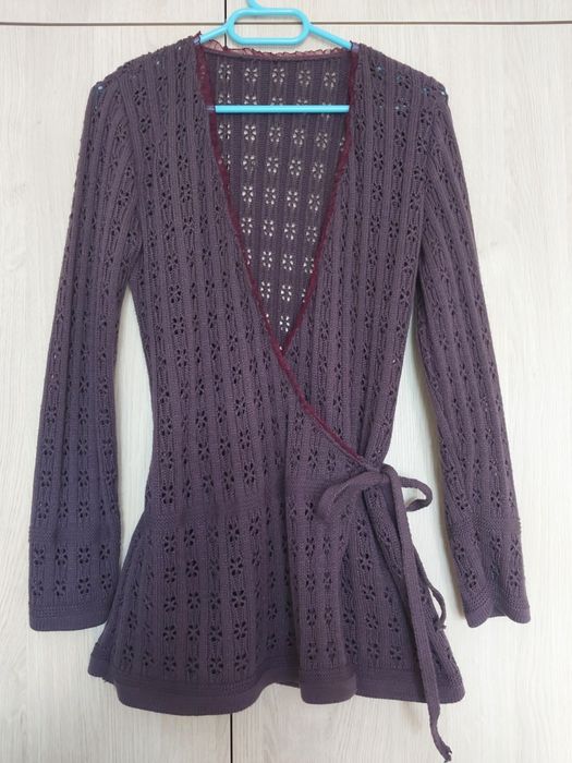 Sweter kardigan ażurowy