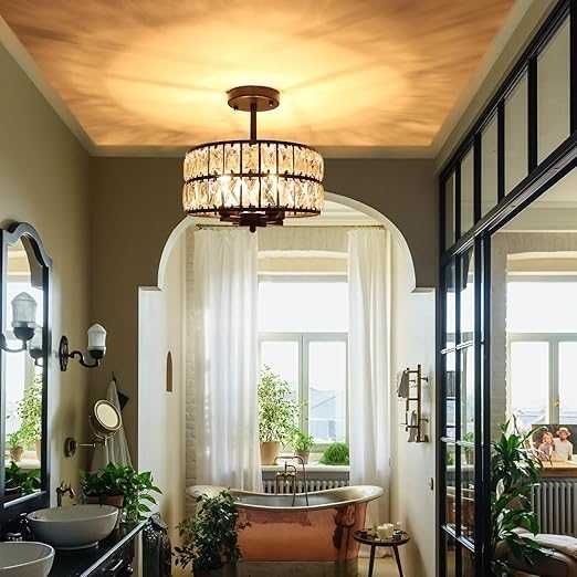 Kryształowy Żyrandol NOBLY 4-Żarówki, Ø 29 cm, Czarny Metalowy