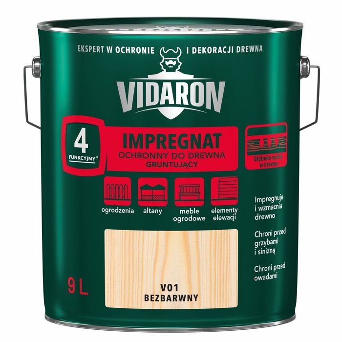 VIDARON Impregnat Ochronny - Gruntujący V01 BEZBARWNY 9L