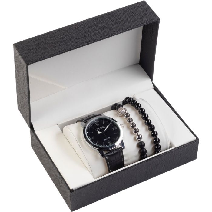 Relogio casual classico com caixa + pulseiras