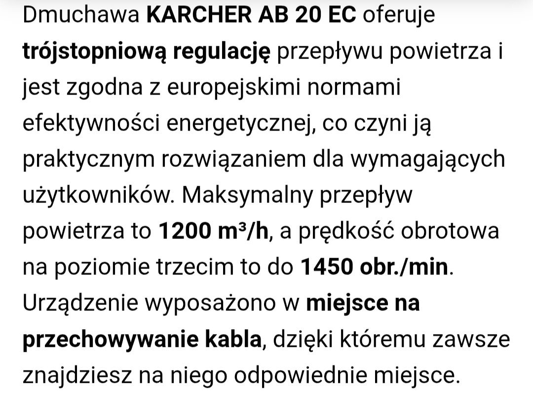 Dmuchawa elektryczna Karcher do osuszania