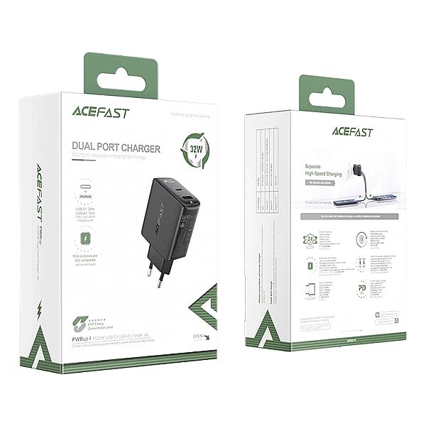 Acefast ładowarka sieciowa USB Typ C / USB 32W, PPS, PD, QC 3.0, AFC,