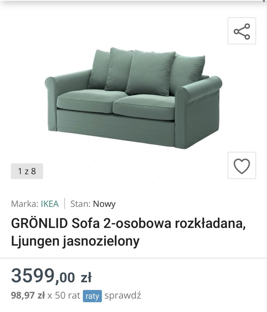 GRÖNLID Sofa 2-osobowa rozkładana