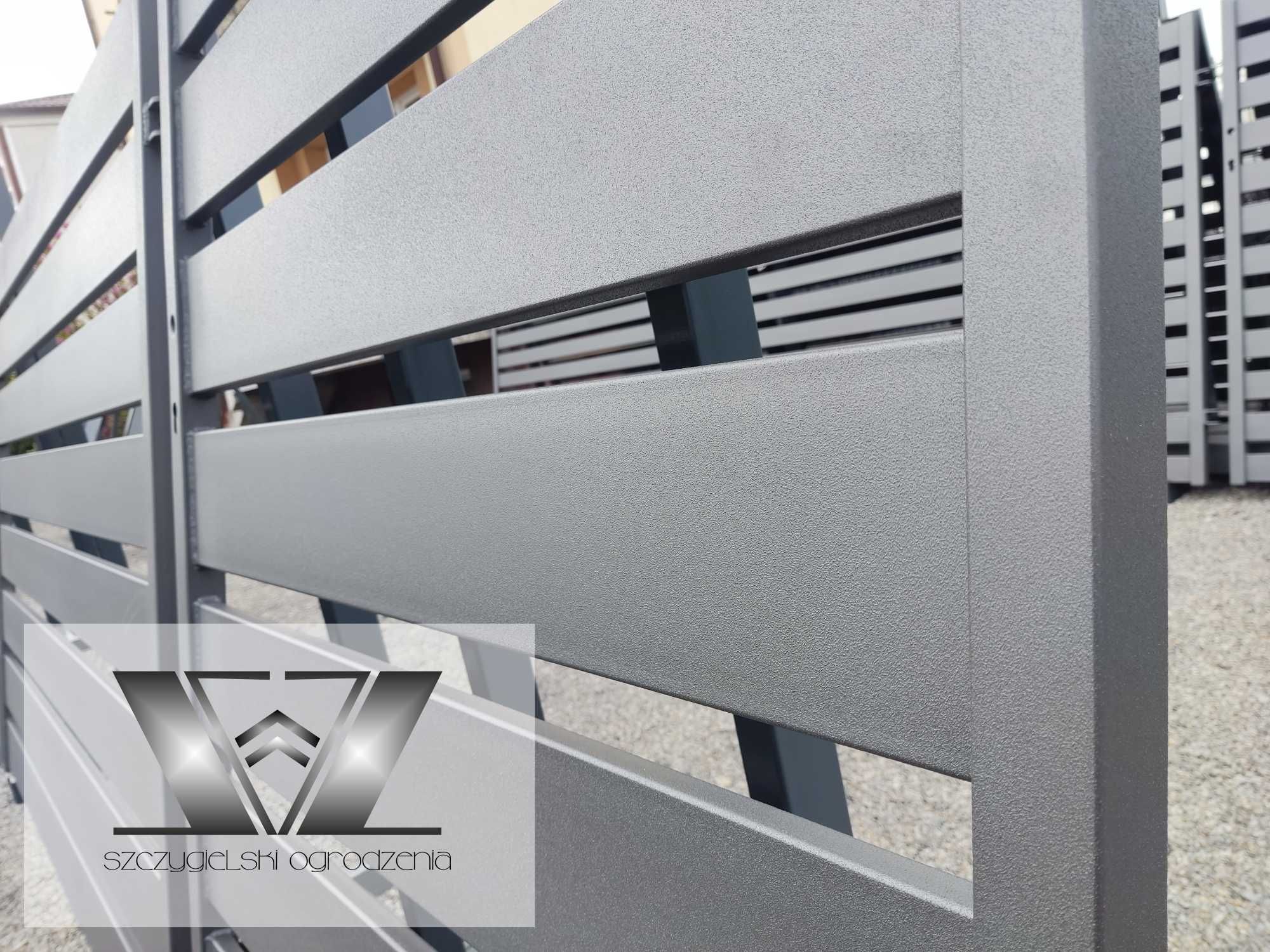 Brama wjazdowa dwuskrzydłowa nowoczesna palisadowa 1,4x4/140x20 GRAFIT