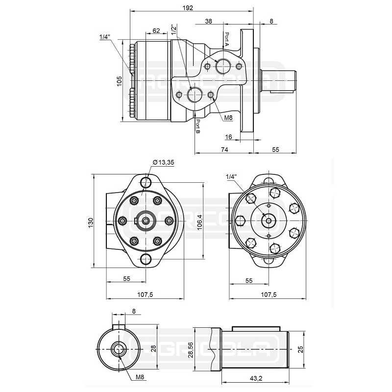 Silnik hydrauliczny BMR 315 z tuleją