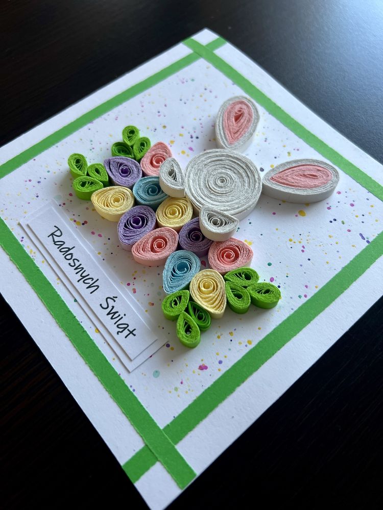 Kartka WIELKANOCNA, ręcznie robiona, quilling, wielkanoc