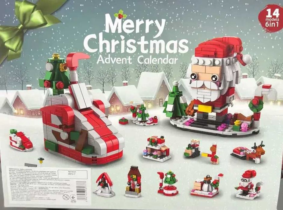 Адвент-календар із конструктором на 12 днів  Санта та Сани 580 деталей
