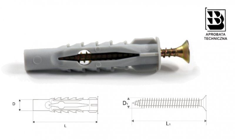 Stalco Kołek rozporowy uniw. wkręt 6/3.5 x 60