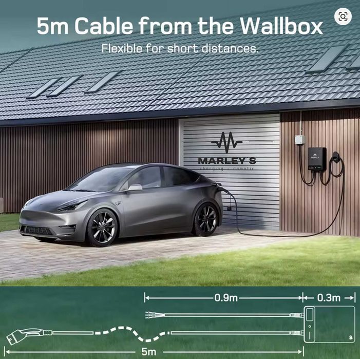 Wallbox Carregador Parede - 7 kw - C/ APP e Cartões - 7,5 metros Cabo
