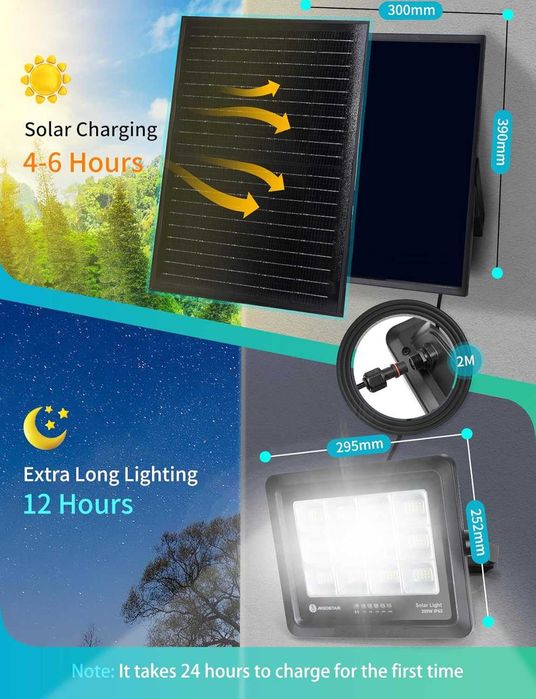 Holofote Projetor Luz Led Solar 200W a prova de agua IP65