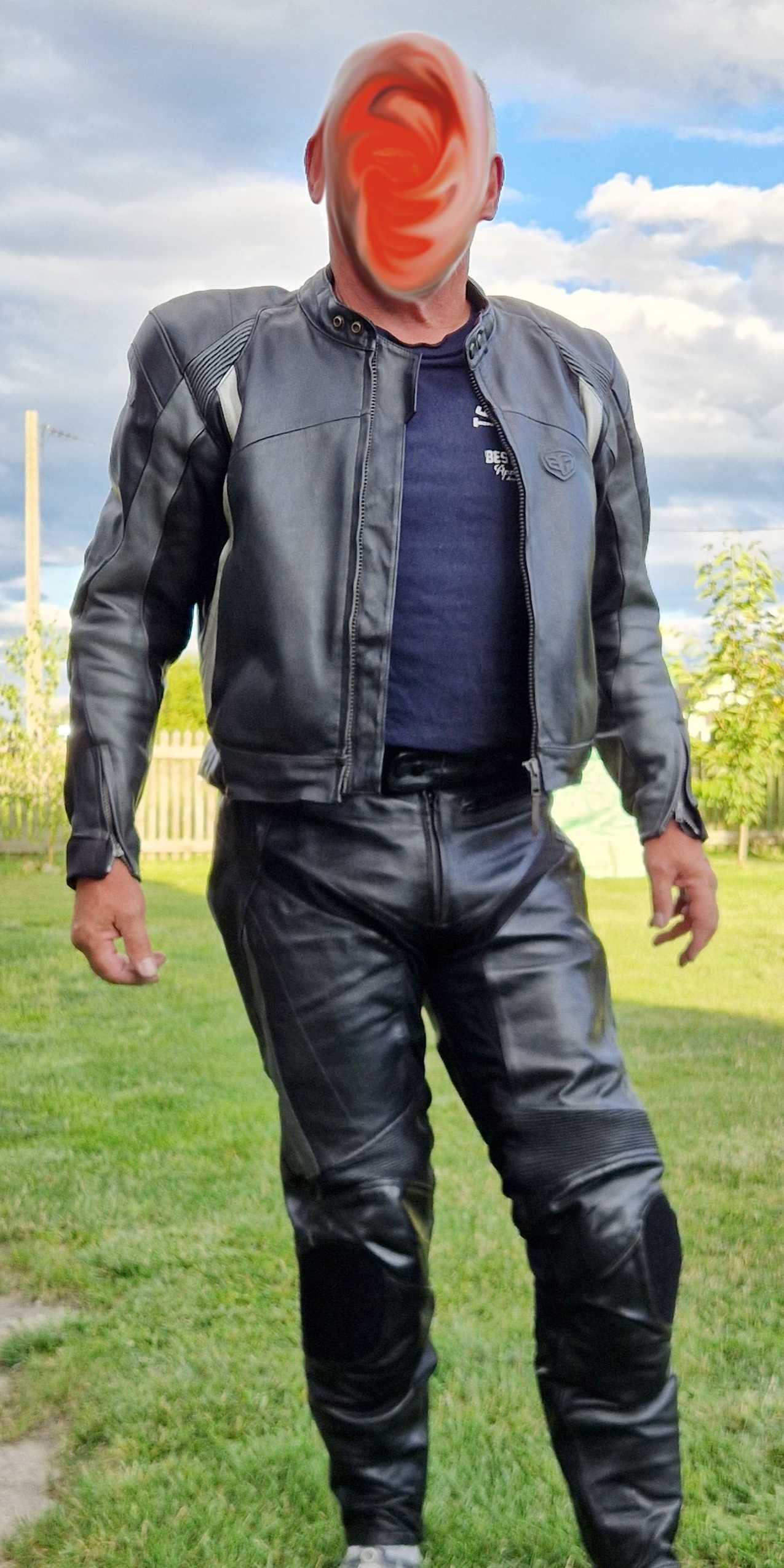 Kombinezon motocyklowy męski 2 częściowy BF ze skóry naturalnej