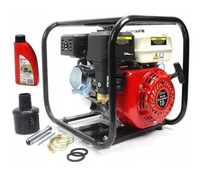 Pompa spalinowa motopompa 2" 7KM 36m3/h +wąż 2" 20m+ prądownica+ olej
