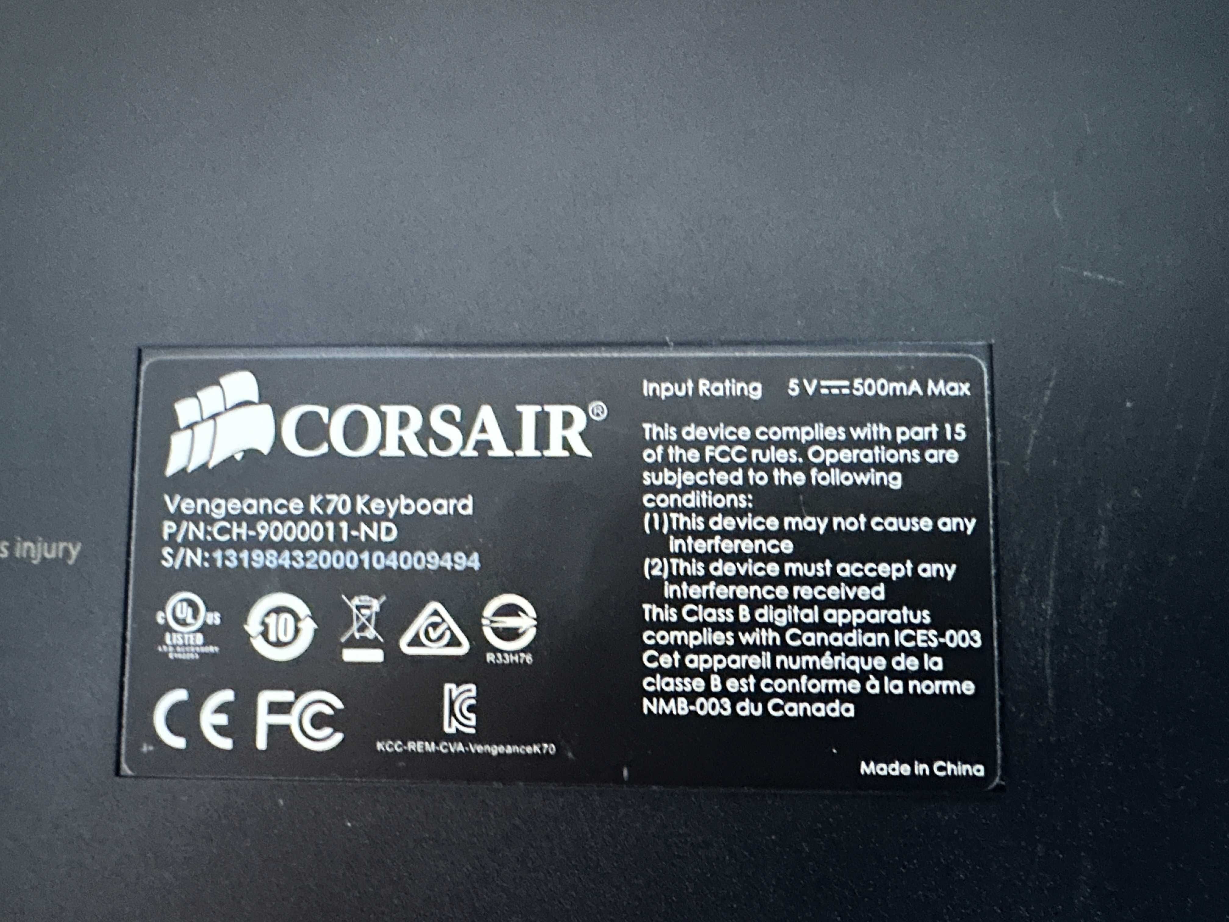 Klawiarura mechaniczna niskoprofilowa Corsair K70 MK.2 LP switche RED