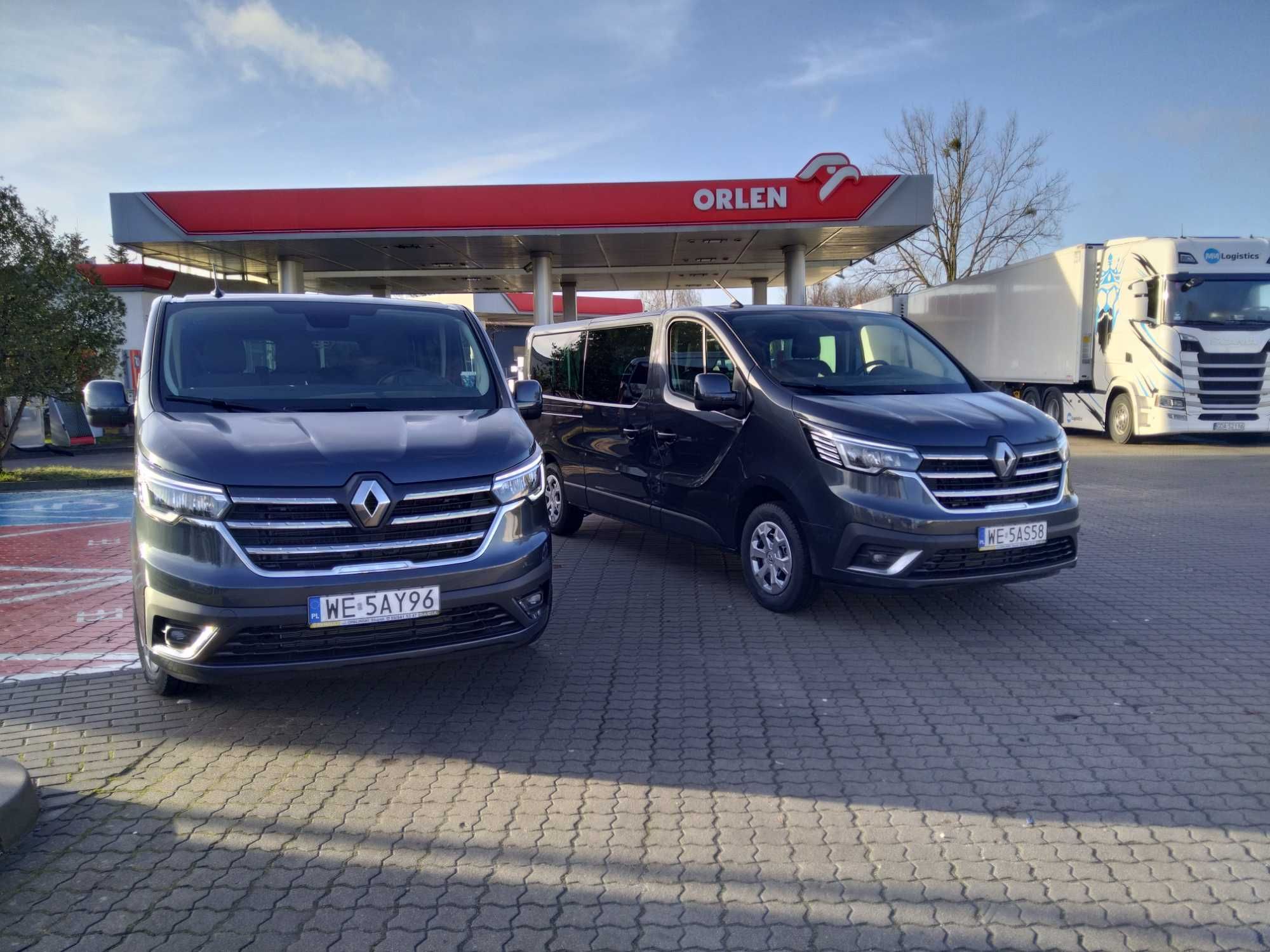 Wynajem busa Renault Trafic 9os, odebrane z salonu stycz i czerw 2024r