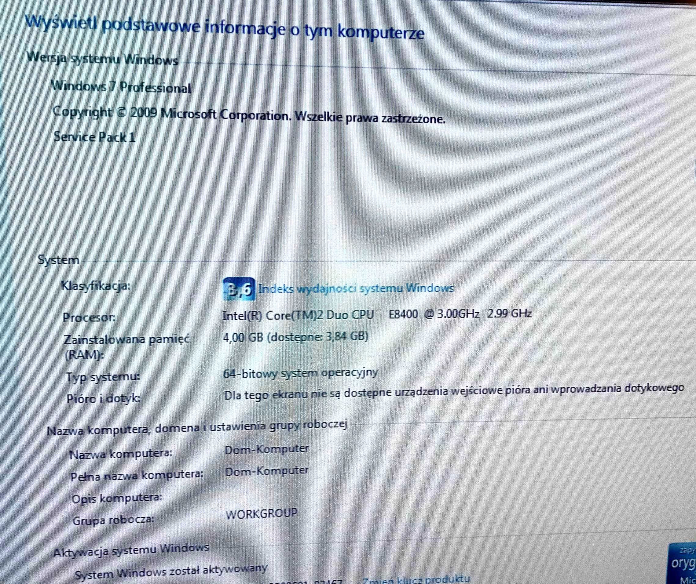 Komputer Pc Dell Optiplex 780 z monitorem