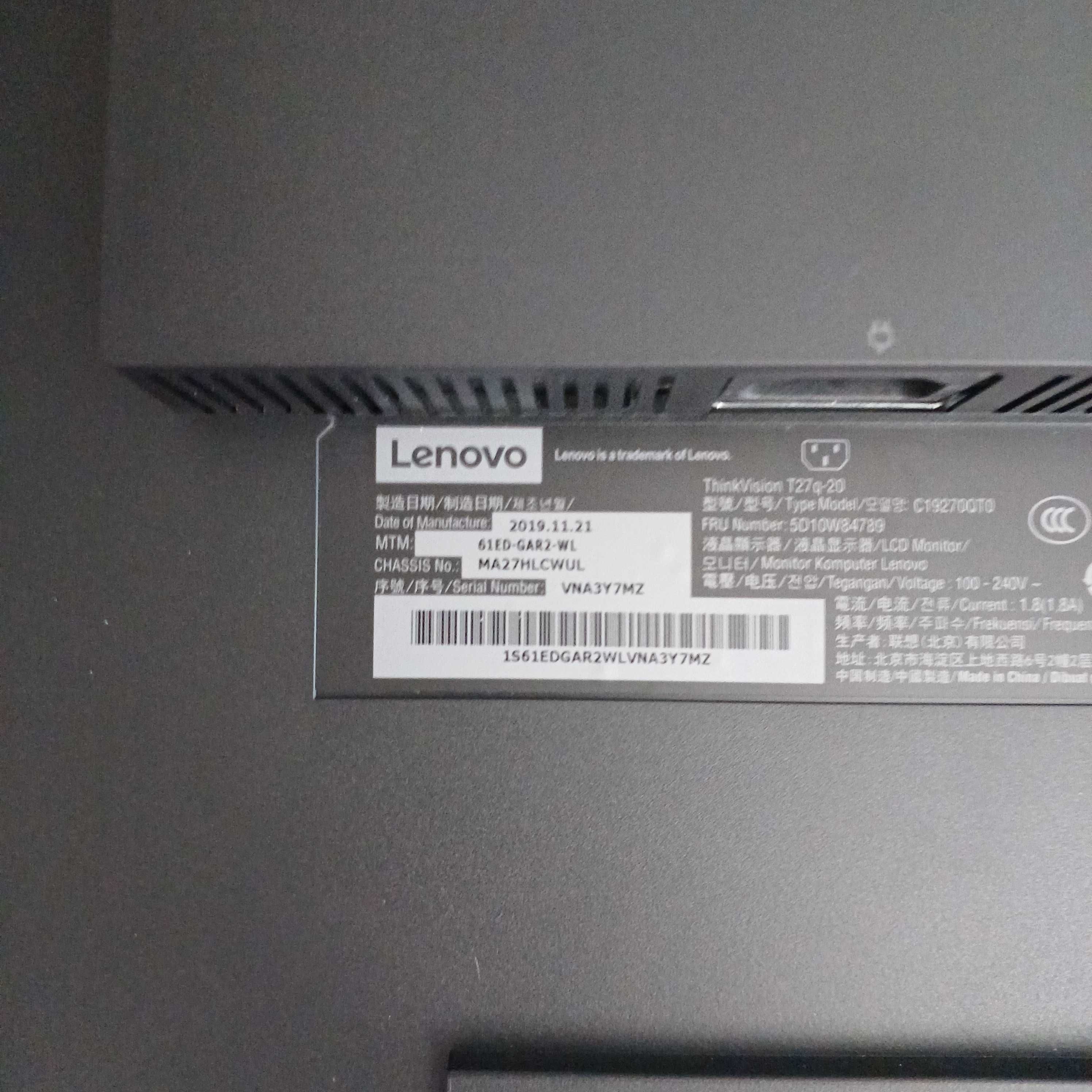 Monitor Lenovo T27q-20 27" práticamente novo