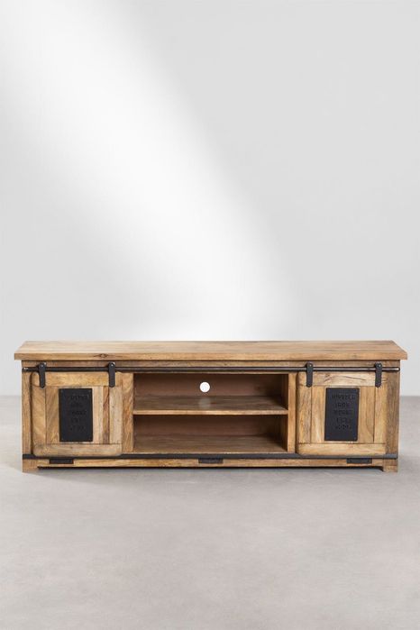 Szafka RTV drewniana Mango (SKLUM) w stylu industrialnym